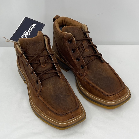 Wrangler Brown Leather Chukka Moc-Toe Boots MENS SIZE 8M NWT main image 4